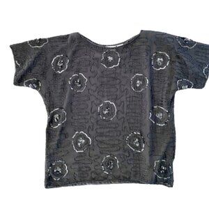 Vintage Scala Black Sequin Top – Glamorous Evening Wear, Size Medium